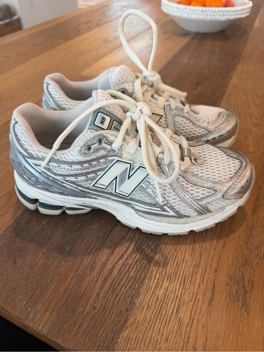 New Balance White & Silver Women’s Athletic Running Sneakers
